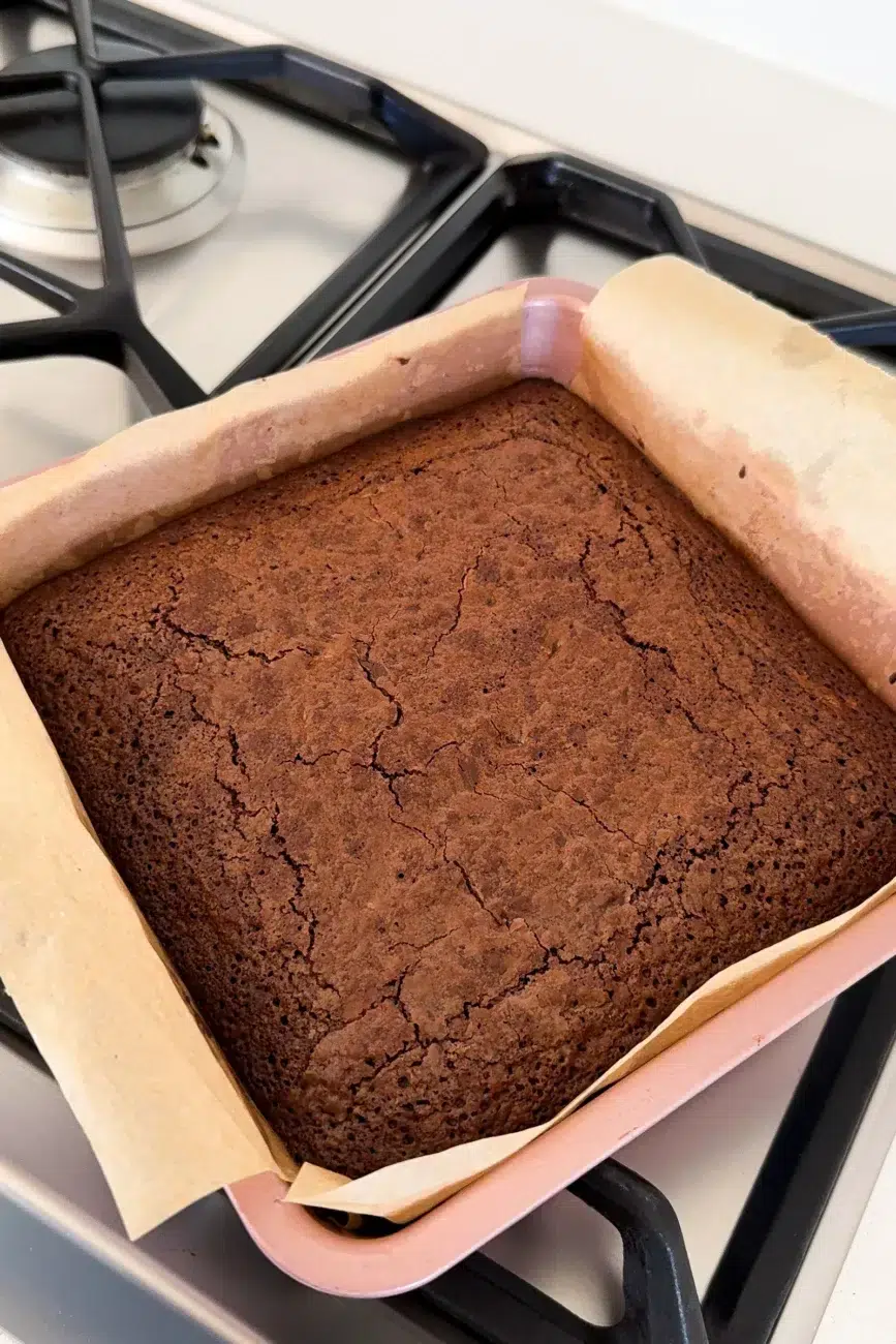 Brownie fresh out of the oven baked